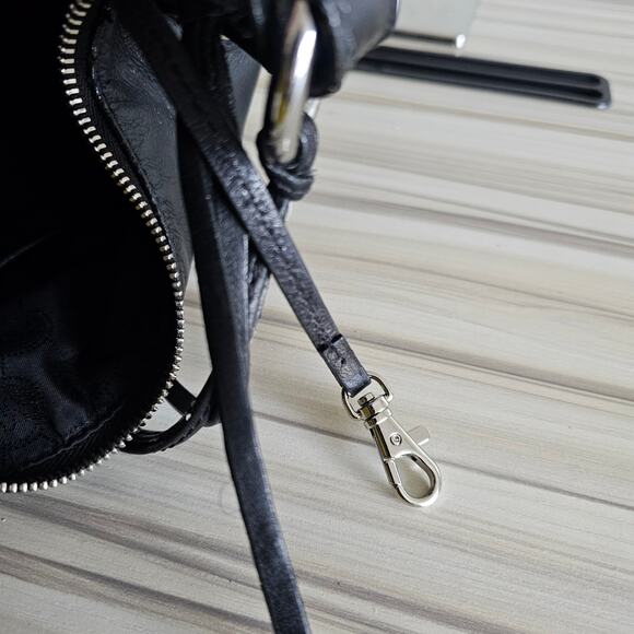 Michael Kors Fallon Black Leather Hobo Shoulder Bag - Picture 6 of 9